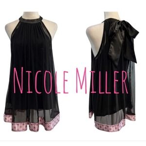 NICOLE Black Baby Doll Swing Halter Mini Dress  SZ SM